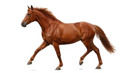 Naklejka premium brown running horse isolated on white background 