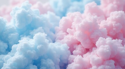 Colorful Puffs of Blue and Pink Cotton Candy Displayed Together at a Fairground