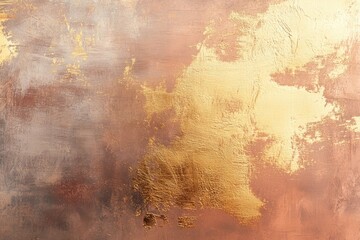Abstract Gold and Copper Texture Background Image with Metallic Paint Splashes and Brush Strokes