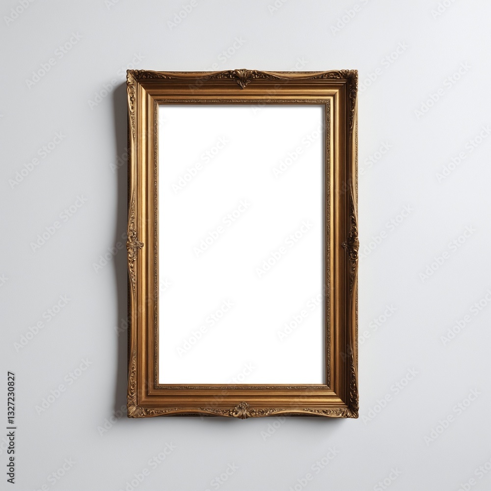 Poster a single instant photo frame on pure empty white background, mockup