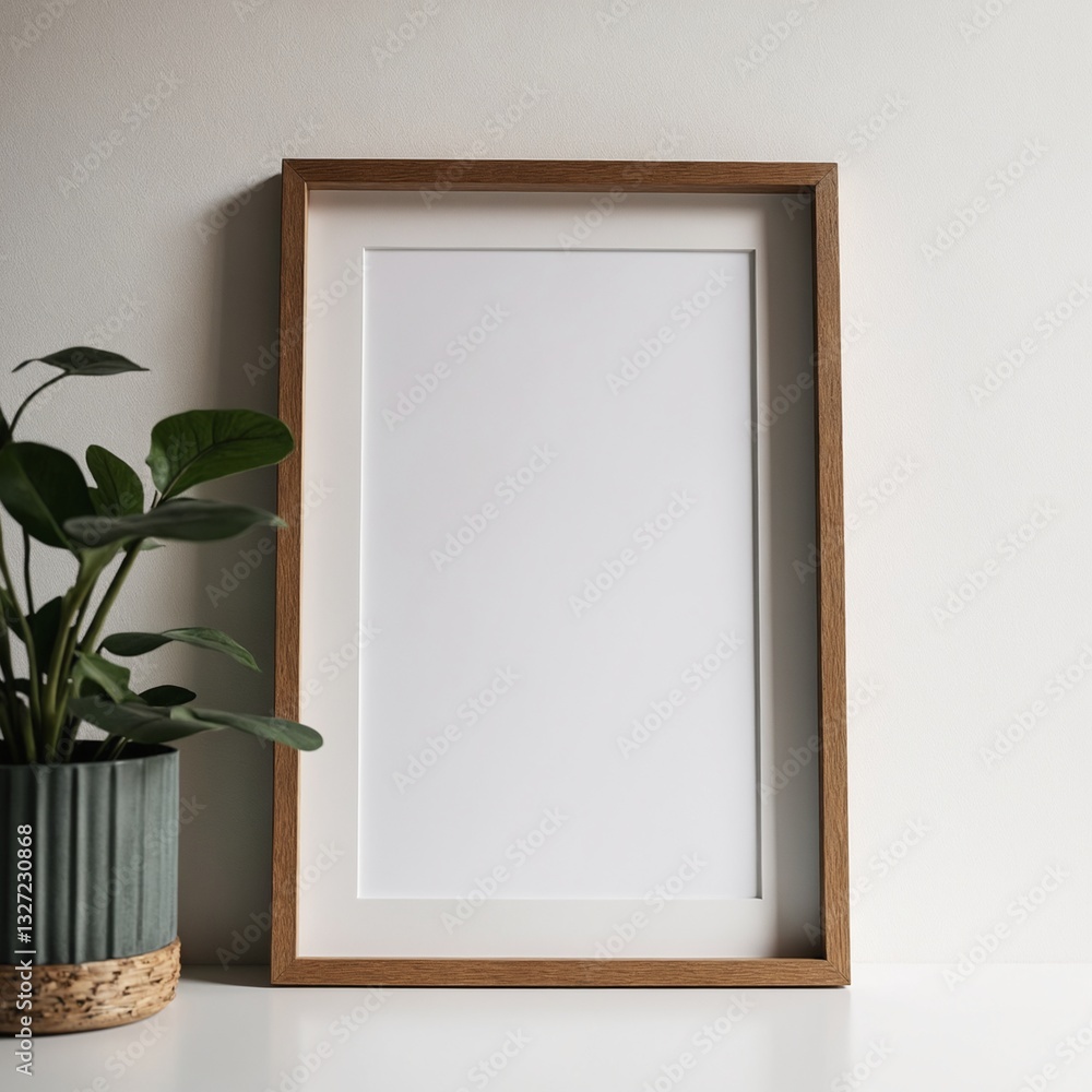 Poster a single instant photo frame on pure empty white background, mockup