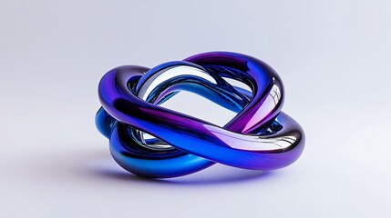 Fototapeta premium Iridescent Blue and Purple 3D Rendered Knot Design AI Generated