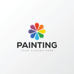 Paint logo, painting design, paint brush icon design with colorful elegant vector template