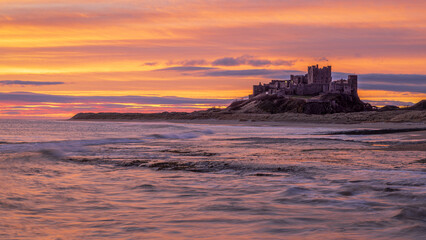 Sunrise from the beach at Bamburgh