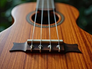 Obraz premium Close-up of a Beautifully Crafted Ukulele with Natural Wood Grain