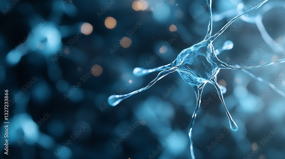 Poster Detailed closeup of neurons in a network illustrating the complexity of the brain : Generative AI