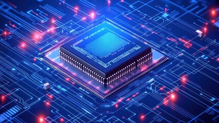 Fototapeta premium Central Processing Unit on Circuit Board