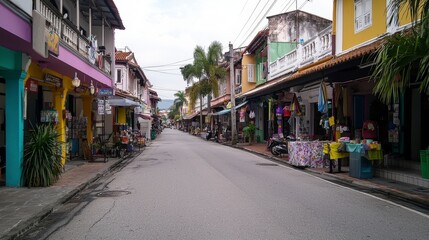 Naklejka premium Cultural exploration colorful streets of a historic town malaysia urban photography daytime vibrant atmosphere