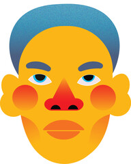 Digital portrait: An abstract portrait of a person features vibrant gradient colors, creating a unique and modern aesthetic.