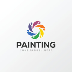 Fototapeta premium Paint logo, painting design, paint brush icon design with colorful elegant vector template