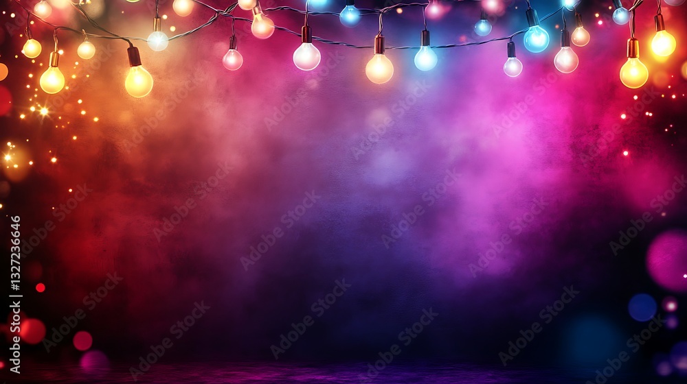 Poster festive lights and colorful atmosphere: a captivating scene of festive string lights casting a warm 