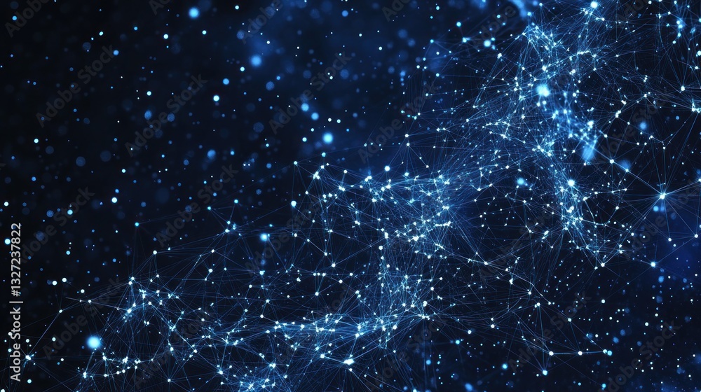 Poster abstract network of glowing points and lines