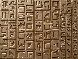 Ancient Egyptian Hieroglyphics Carving on Stone Surface