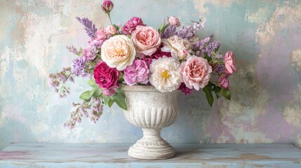 Pastel Flowers in Ornate Vase