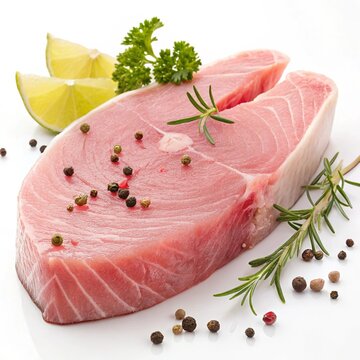 fresh swordfish steak isolated on white background