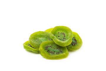 Kiwi dried fruit isolated on white background. kiwi candied fruit. Healthy food. Ingredient for...
