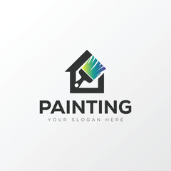 Paint logo, painting design, paint brush icon design with colorful elegant vector template