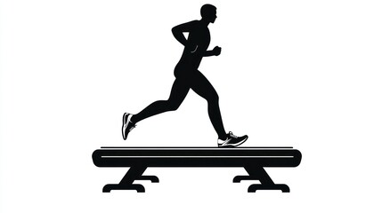 Silhouette of runner on treadmill, gym workout