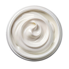 A smooth creamy substance swirls inside a round container emphasizing its velvety texture and appealing appearance ideal for skincare or culinary use
