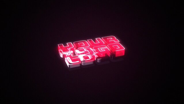 3D Glowing Futuristic Neon Logo Reveal with Light Rays