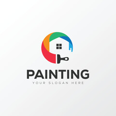 Paint logo, painting design, paint brush icon design with colorful elegant vector template