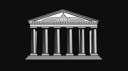 Fototapeta premium Greek temple columns, night, architecture, design, website