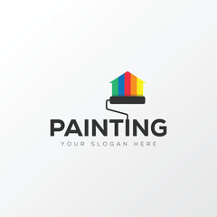 Fototapeta premium Paint logo, painting design, paint brush icon design with colorful elegant vector template