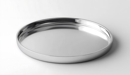 Stylish Round Stainless Steel Tray on a White Background