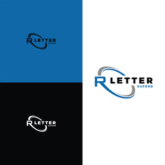 initial letter r swoosh icon logo design template