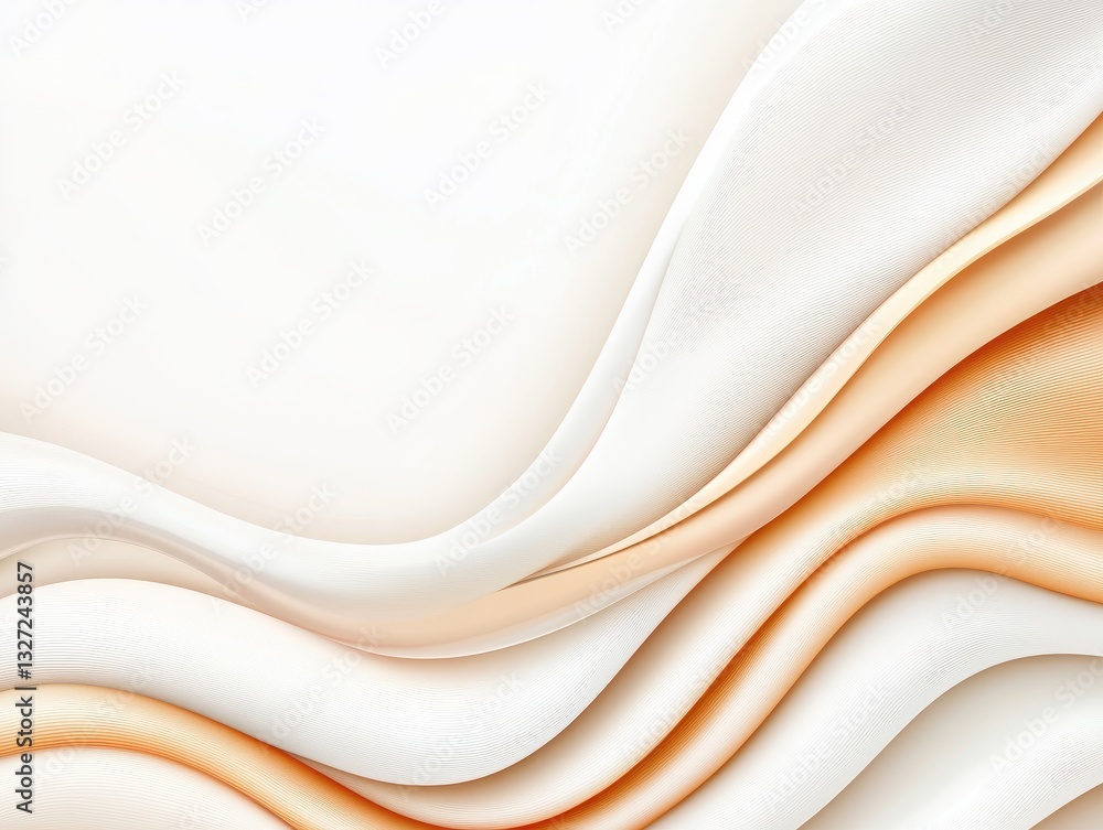 Poster abstract waves of soft white and peach colors creating a serene background
