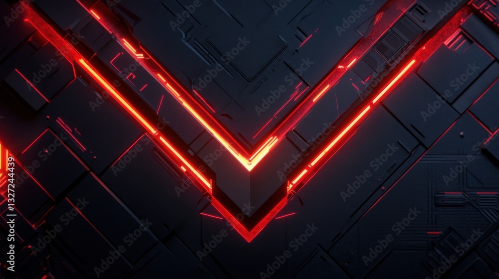 Poster striking abstract background with glowing red neon lines, symbolizing technology and futurism. ideal