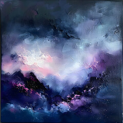 Fototapeta premium An abstract painting shows mountains
