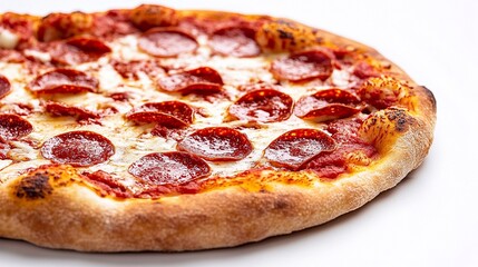 Delicious pepperoni pizza with golden crust and melted cheese ready to be served