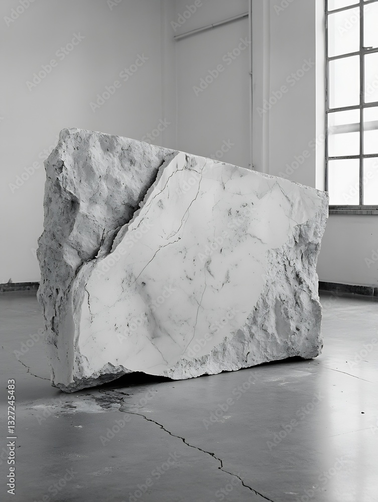 Leinwandbilder abstract stone sculpture with a smooth surface in a minimalist gallery space : generative ai