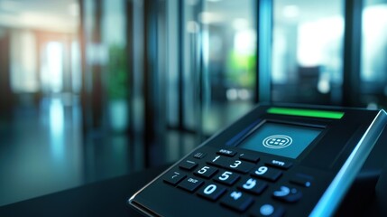Modern Fingerprint Time Clock in Office Setting