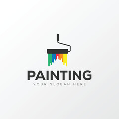 Paint logo, painting design, paint brush icon design with colorful elegant vector template