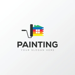 Paint logo, painting design, paint brush icon design with colorful elegant vector template