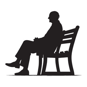 recommend clip art: Resting Old Man Sitting on a Bench silhouette, enjoying a moment of respite - Old Man illustration - Minimalist Old Man vector - Tranquil elder
                    