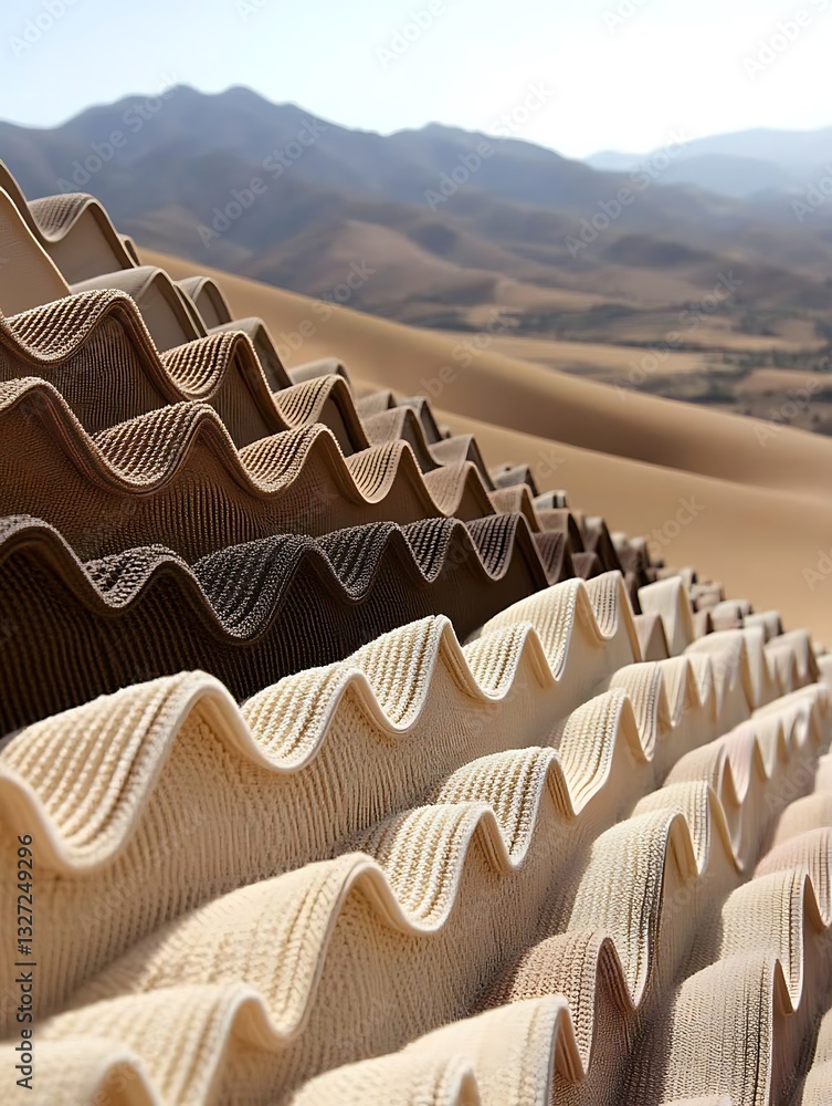 Poster artistic interpretation of desert dunes with textured wave patterns layers