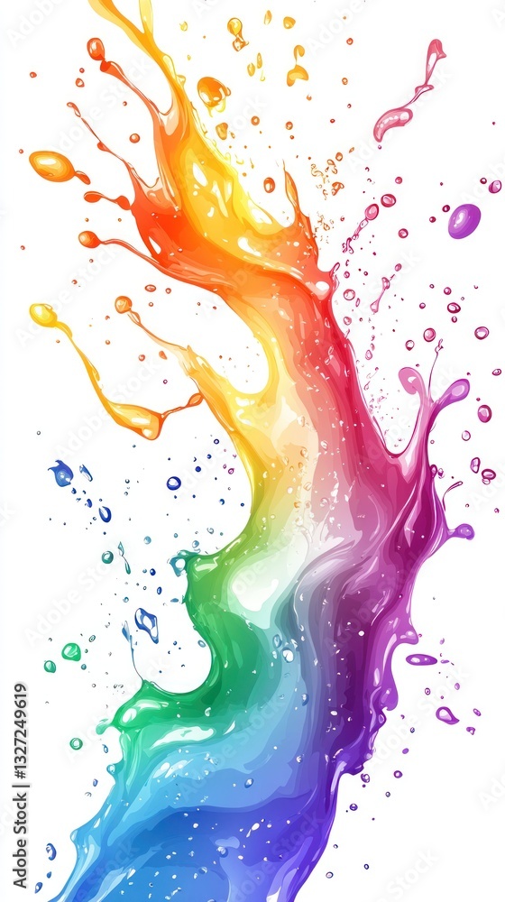 Poster dynamic splash of vibrant rainbow colors creating an artistic display