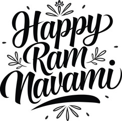 Obraz premium Happy Ram Navami festival of India, typography vector illustration.