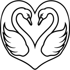 Obraz premium Swans in Love on Water - Abstract Line Art