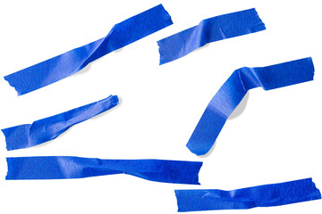 Blue tape crumpled pieces bundle transparency isolated