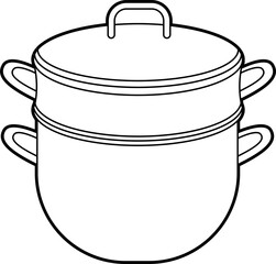 Traditional rice steamer Outline Vector