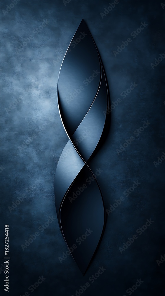 Poster elegant twisting metallic structure against a textured gradient backdrop
