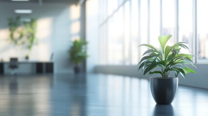 Modern Office Plant: Serenity in a Bright Workspace