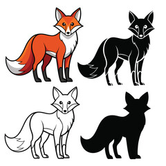 set of  fox silhouettes