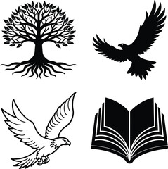 Tree of Life, Eagle Soaring, Open Book, Knowledge Symbols