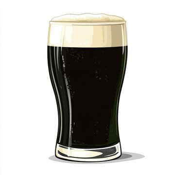 black drink on a glass with white background beer baverage