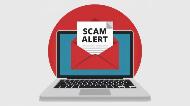 Urgent Scam Alert! Email Security Warning on Laptop Screen